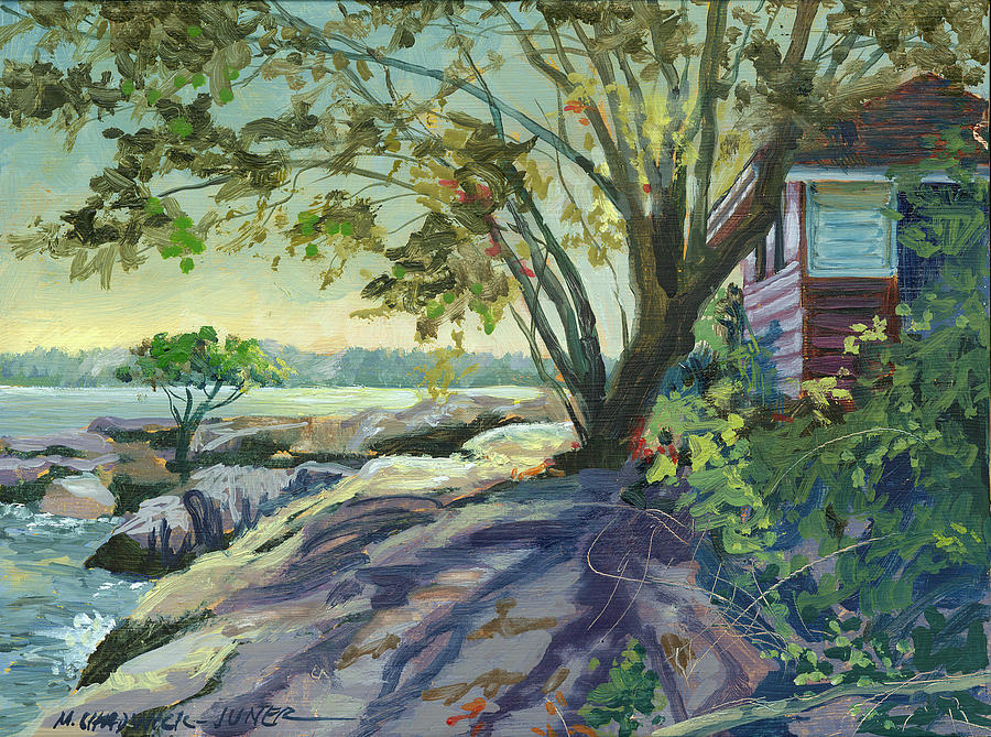 Huckleberry Island Backlight Painting by Marguerite Chadwick-Juner