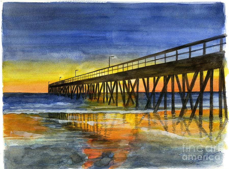 Sunset Painting - Hueneme Pier at Sunset by Sheryl Heatherly Hawkins