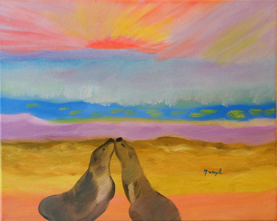 Sunset Painting - Sealed With A Kiss by Meryl Goudey
