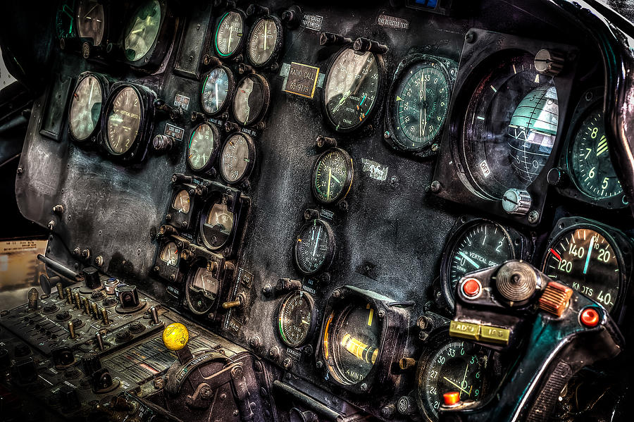 Helicopter Photograph - Huey Instrument Panel 2 by David Morefield