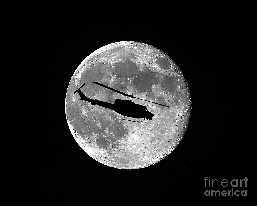 Helicopter Photograph - Huey Moon by Al Powell Photography USA