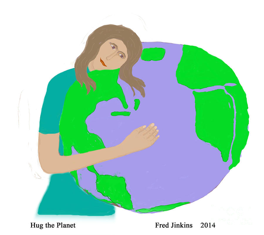 Planet Painting - Hug the Planet by Fred Jinkins