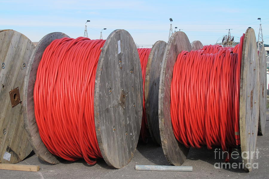 Huge Electrical Cable Reels For The Transport Of Electricity Hig Photograph