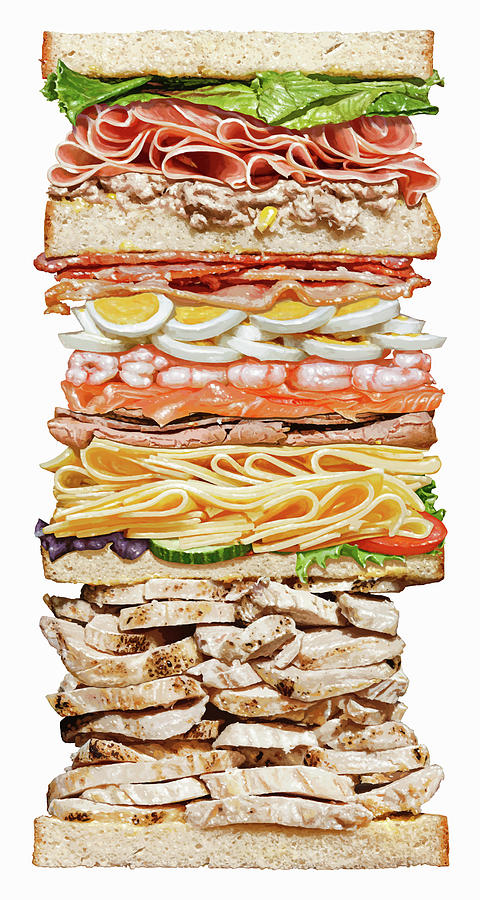 Huge Sandwich With Lots Of Layers Photograph by Ikon Ikon Images