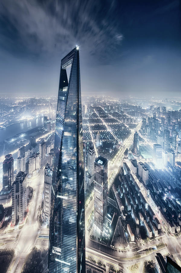 Huge Skyscraper Shanghai Nightview Photograph by Steffen Schnur