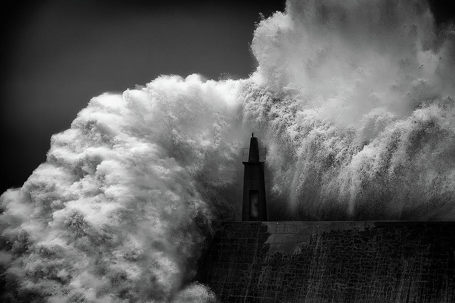 Black And White Photograph - Hugging The Lighthouse by Alfonso Maseda Varela