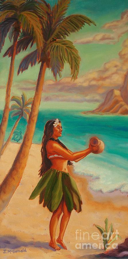 Turtle Painting - Hula Aloha by Janet McDonald