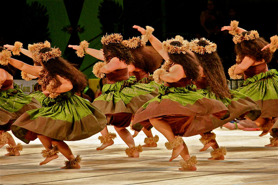 People Photograph - Hula Dancers at the Merrie Monarch Festival by Venetia Featherstone-Witty