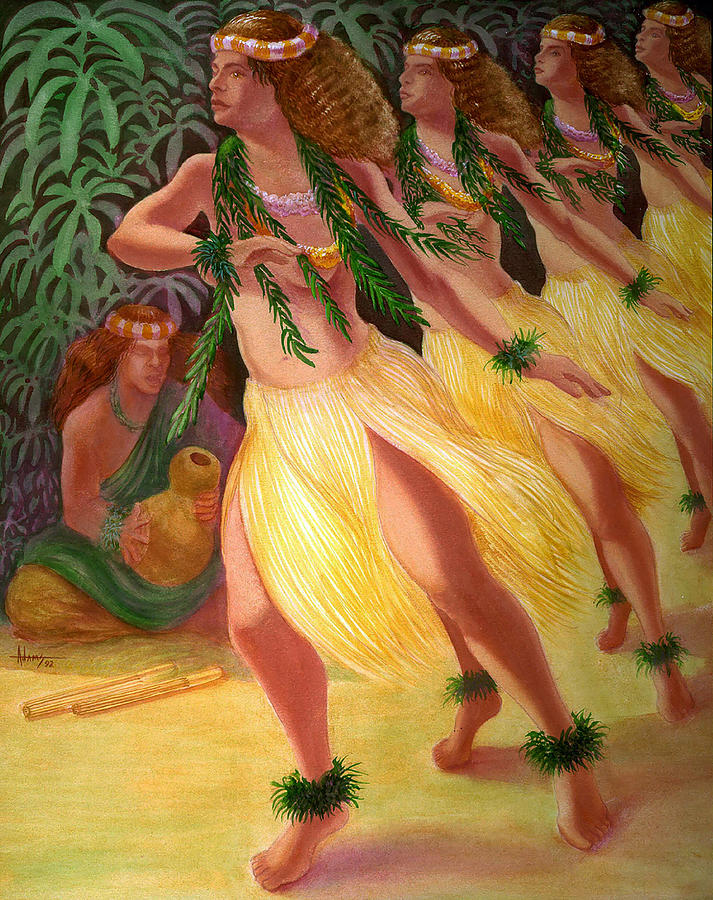 Hula Painting - Hula Kahiko by Jack Adams Hula Painting - Hula Kahiko by Jack Adams