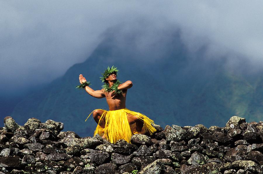 Hula On Hawaiian Heiau Photograph by Kyle Rothenborg - Printscapes