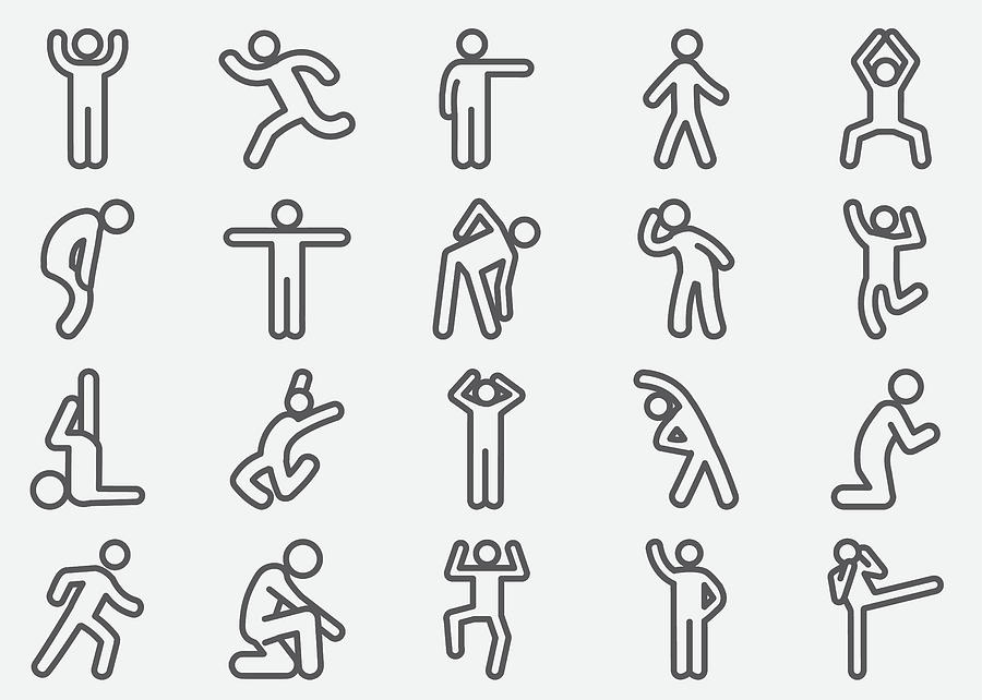 Human Action Line Icons Drawing by LueratSatichob