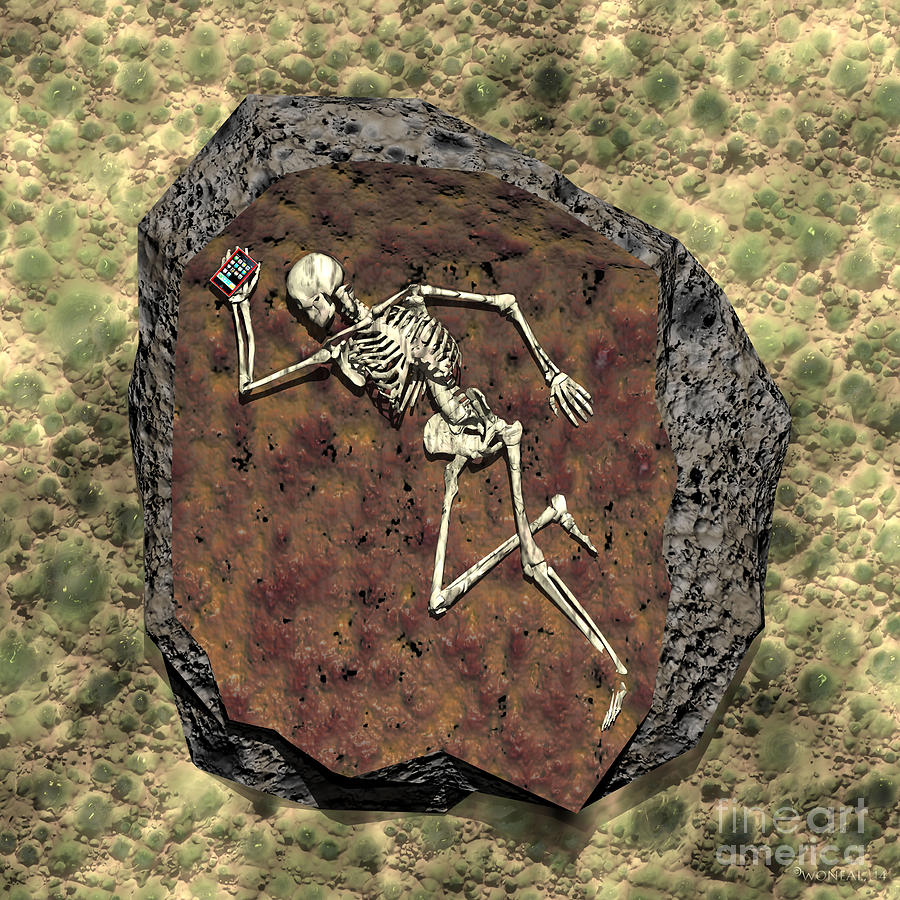 Skeleton Digital Art - Human e-Fossil by Walter Neal