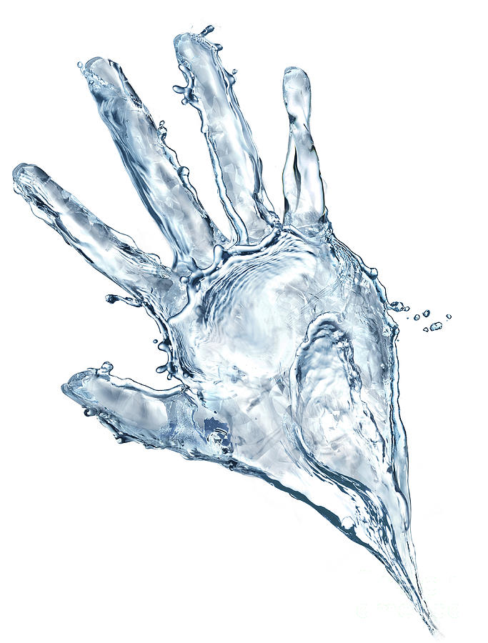 Human Hand Made By Water Splash Digital Art by Leonello Calvetti - Pixels