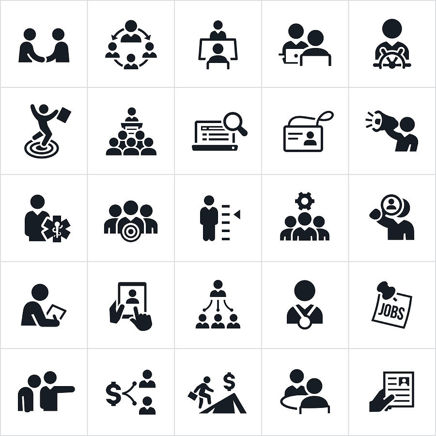 Human Resources and Recruiting Icons Drawing by Appleuzr