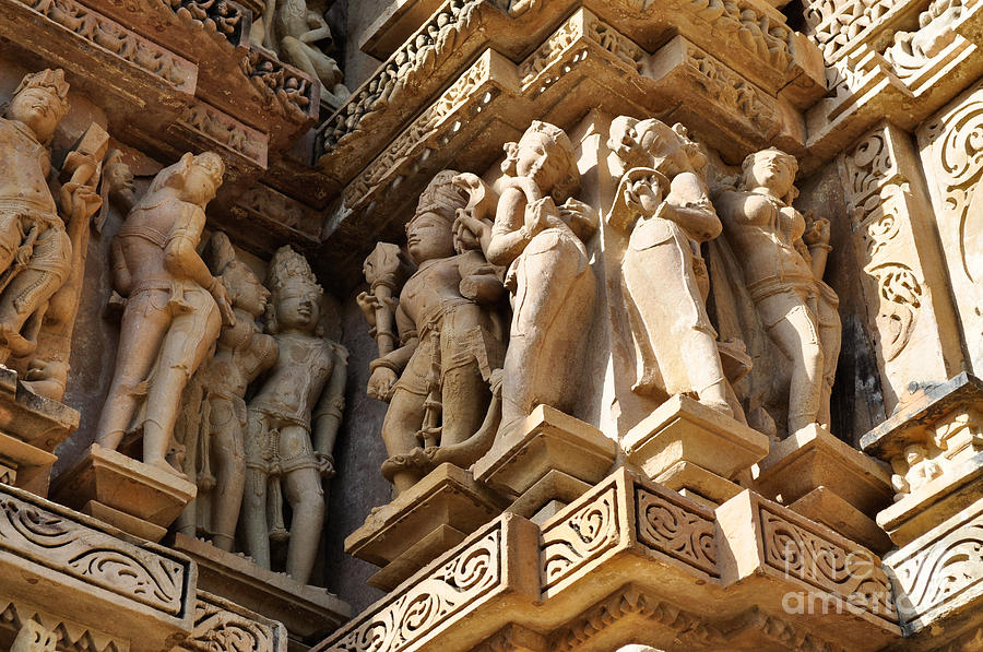 Architecture Photograph - Human Sculptures Khajuraho India by Rudra Narayan  Mitra