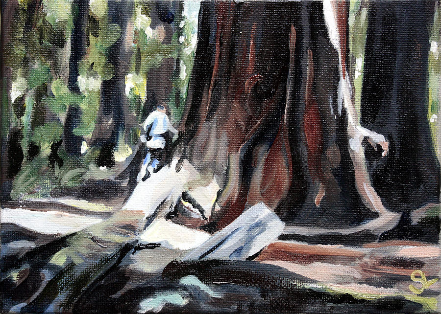 Humboldt Redwoods Painting by Sarah Lynch