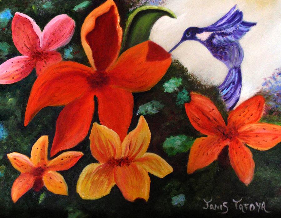 Summer Painting - Hummers Paradise by Janis  Tafoya