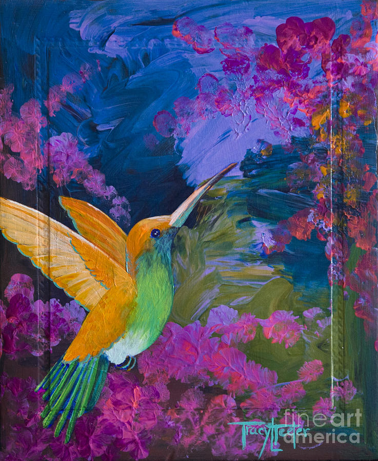Hummers Paradise Painting by Tracy L Teeter 