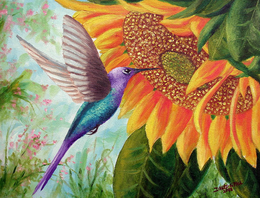 Hummingbird Painting - Humming For Nectar by David G Paul