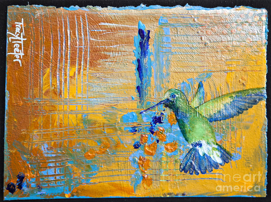 Hummingbird Abstract Painting by Tracy L Teeter 