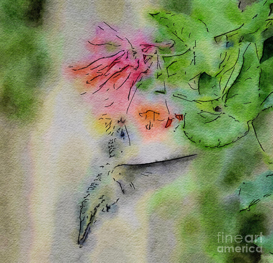 Hummingbird - All In Painting by Kerri Farley