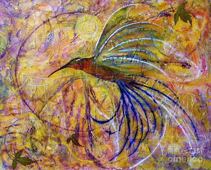 Hummingbird Dont Fly Away Painting by Jane Chesnut