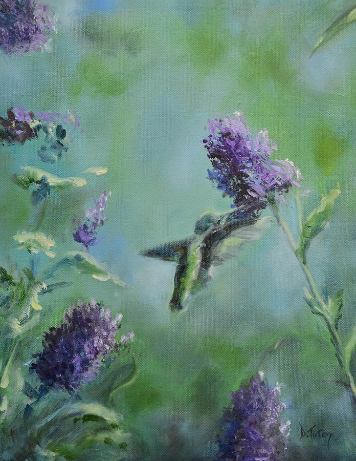 Hummingbird in Flight Painting by Donna Tuten