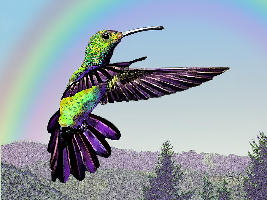 Hummingbird In Flight Painting