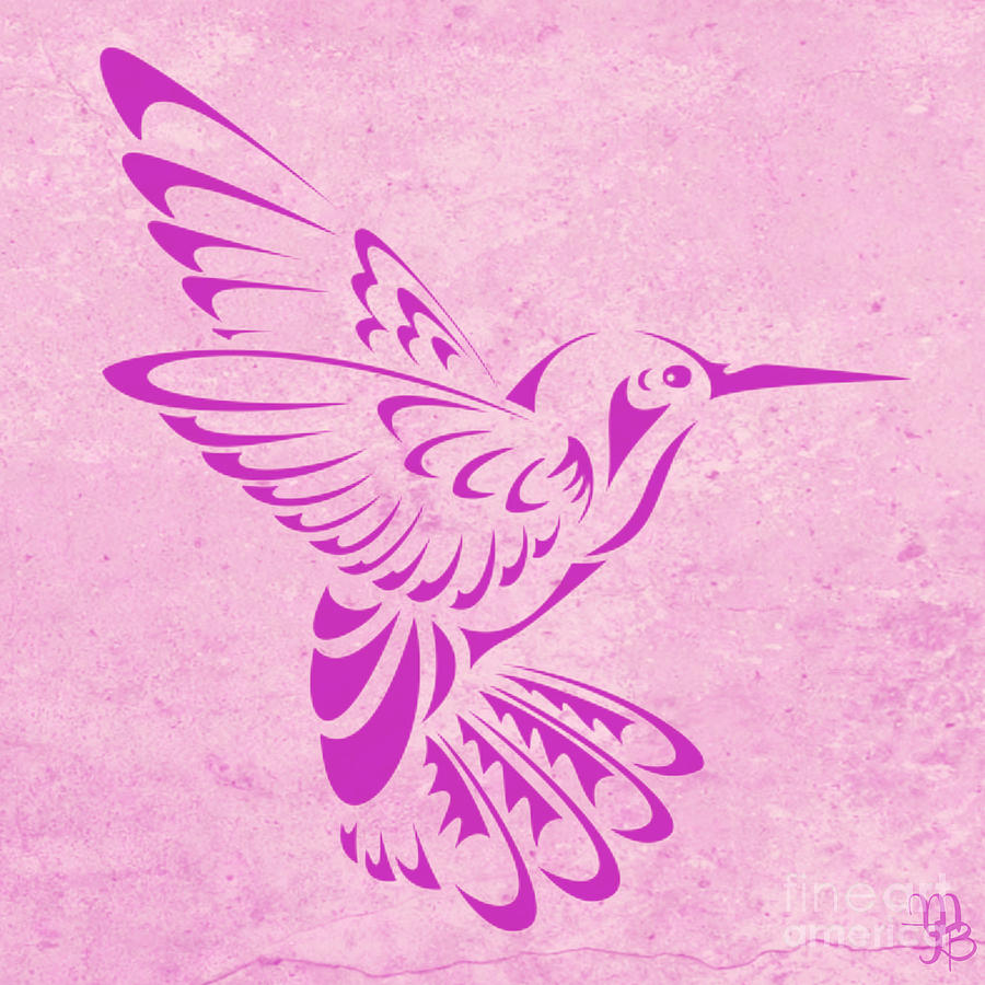 Hummingbird in Purple Digital Art by Mindy Bench