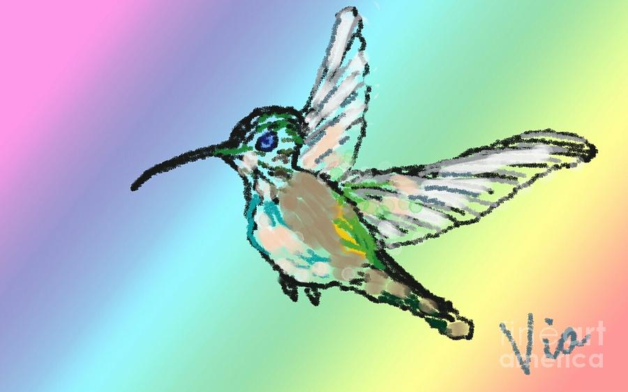 Hummingbird  Painting by Judy Via-Wolff