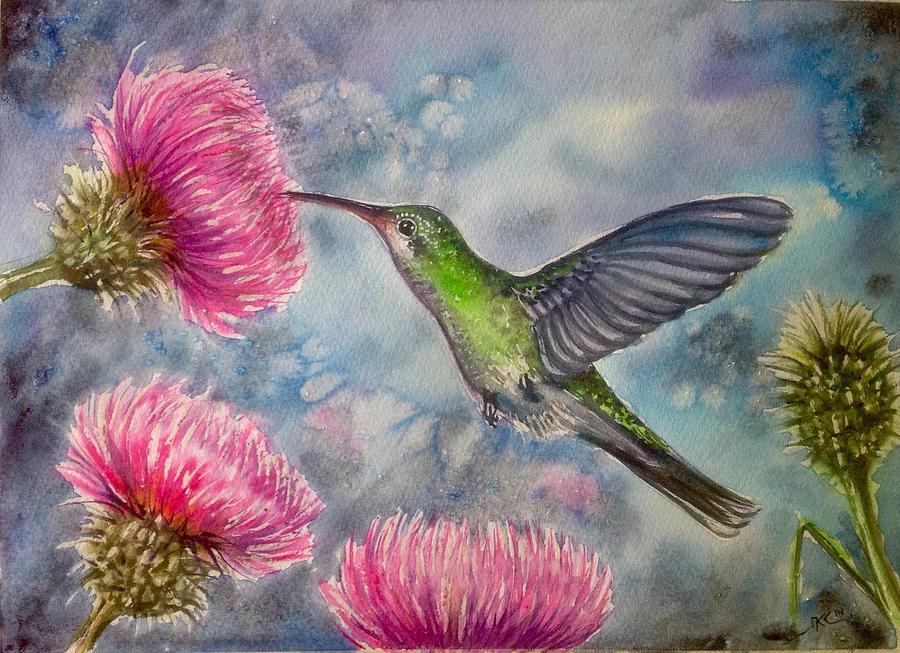 Hummingbird  Painting by Katerina Kovatcheva