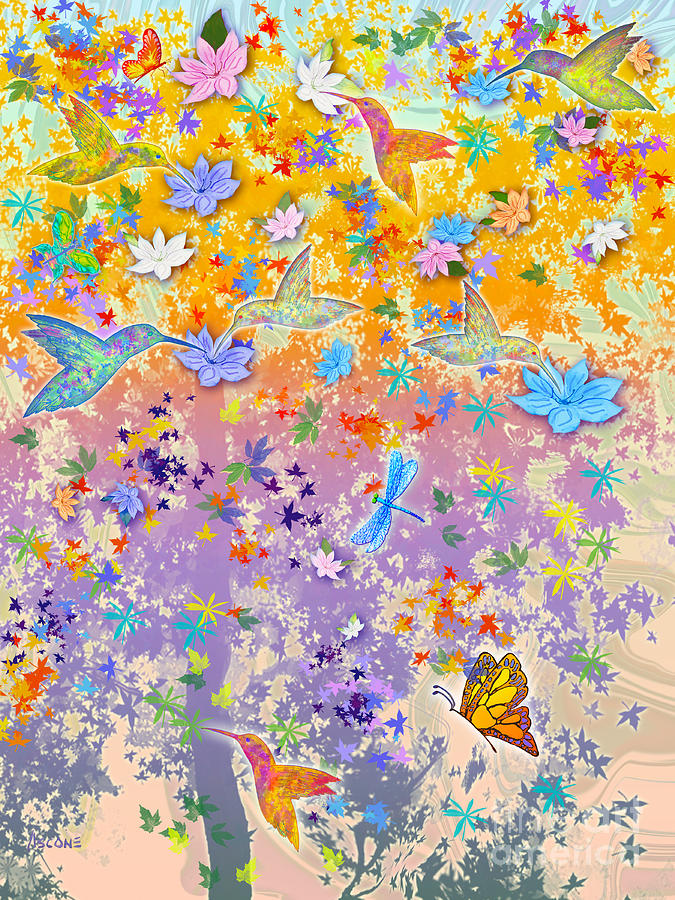 Hummingbird Spring Painting by Teresa Ascone
