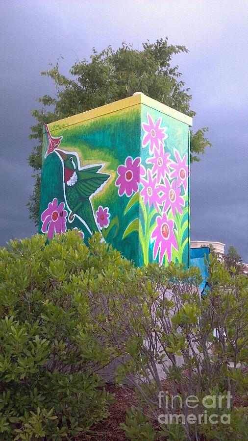 Hummingbird Traffic Signal Box Painting by Genevieve Esson