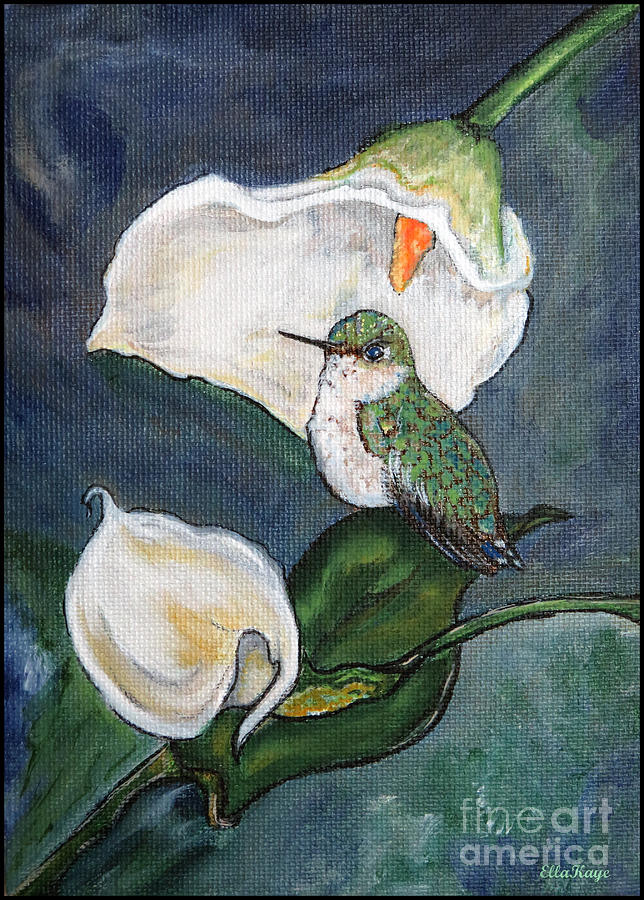 Hummingbird Umbrella Garden Painting by Ella Kaye Dickey