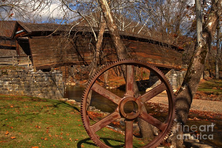 Humpback Covered Bridge With A Gear Wheel Photograph by Adam Jewell