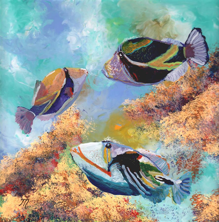 Hawaiian Fish Painting - Humuhumu 3 by Marionette Taboniar
