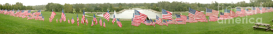 Flag Photograph - Hundreds of American Flags September 11 memorial in Saint Louis Missouri by Adam Long