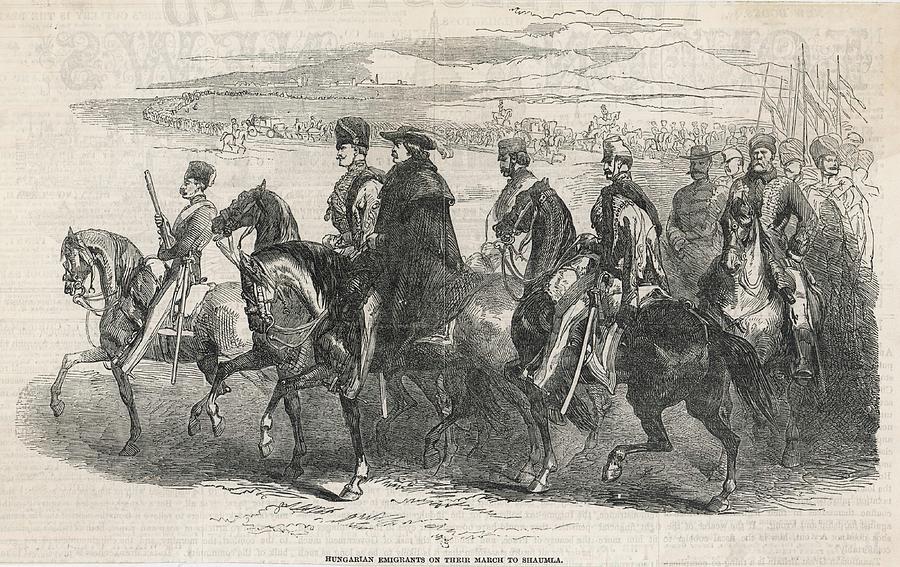Hungary Drawing - Hungarian Emigrants Marching  Towards by  Illustrated London News Ltd/Mar