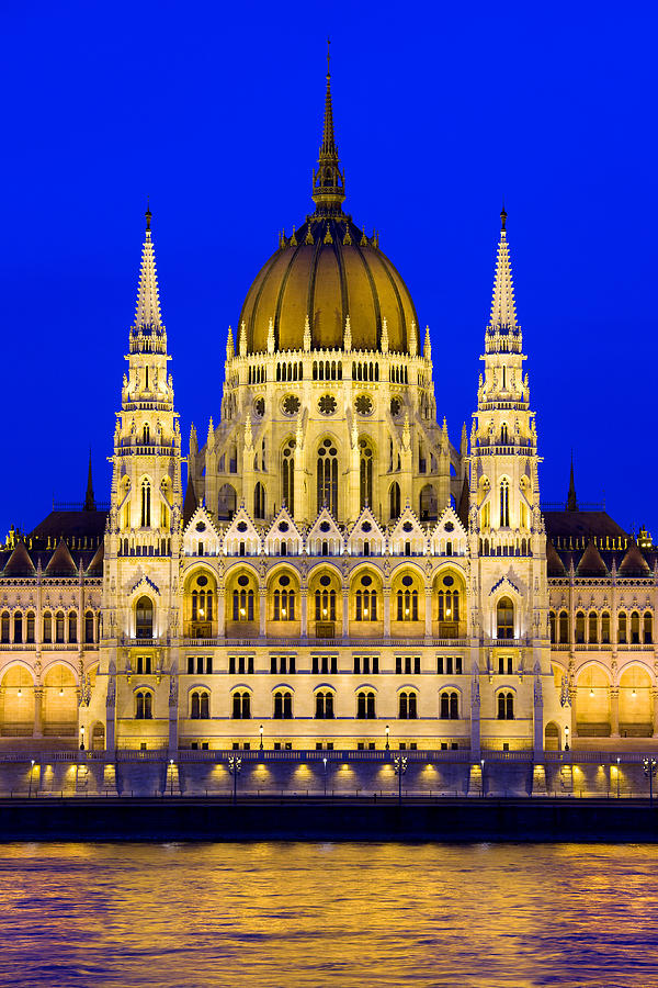 Architecture Photograph - Hungarian Parliament at Twilight by Artur Bogacki