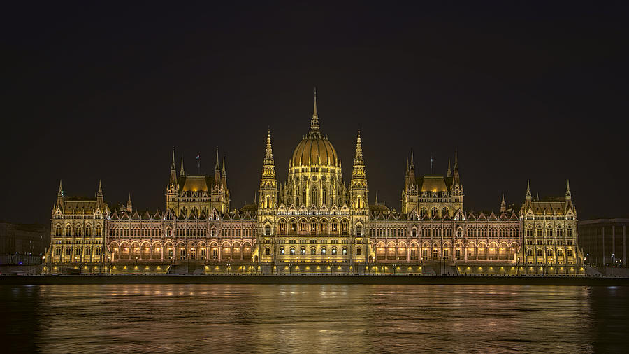 Architecture Photograph - Hungarian Parliament Building Night by Joan Carroll