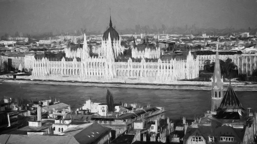 Hungarian Parliament Impressions BW Photograph by Joan Carroll