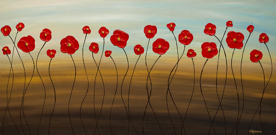 Red Poppies Painting - Hungarian Poppies by Carmen Guedez