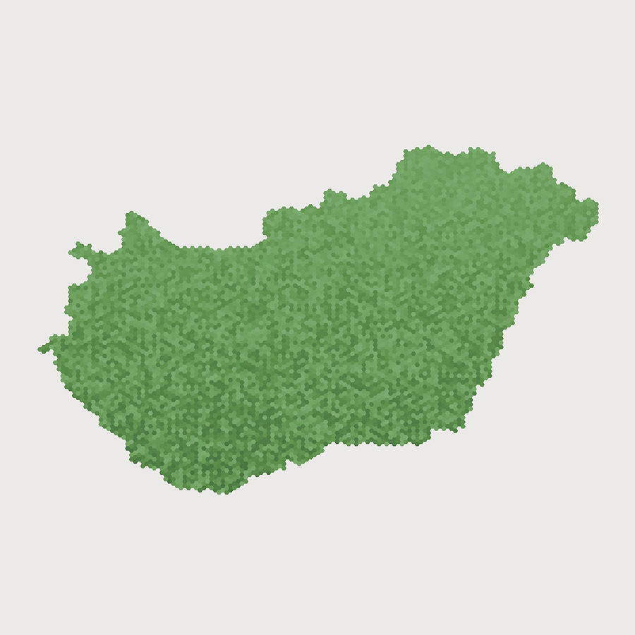 Hungary Map Green Hexagon Pattern Drawing by FrankRamspott