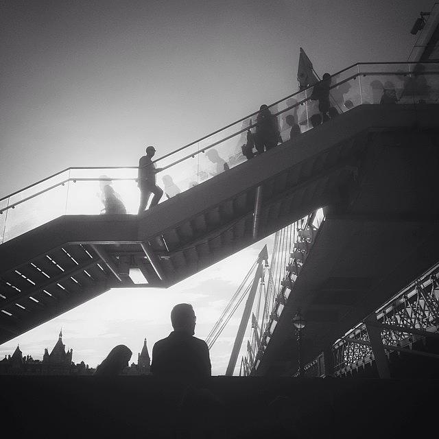 London Photograph - Hungerford Bridge Silhouettes by Marc Gascoigne