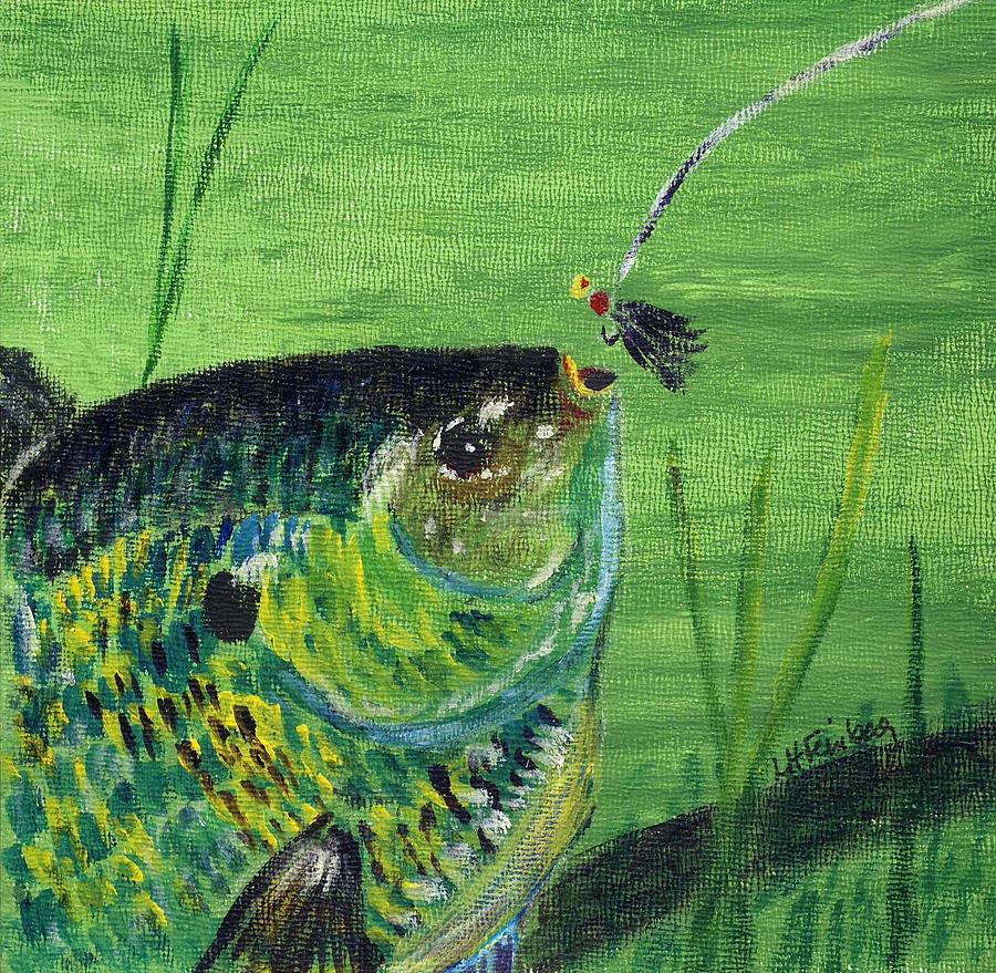 Hungry Bluegill Painting by Linda Feinberg