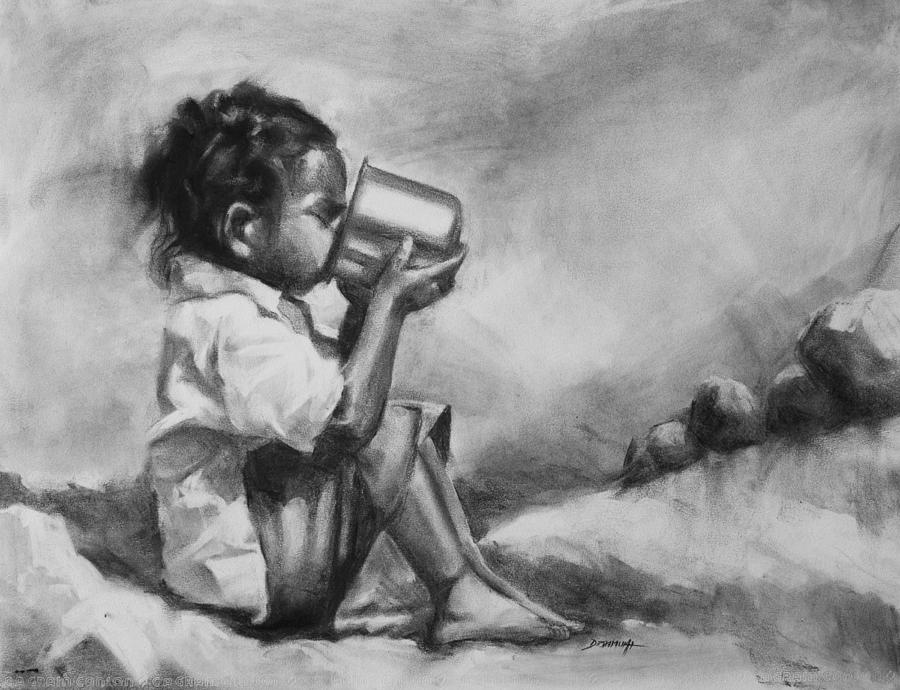 Hungry Child Painting by Vinayak Deshmukh