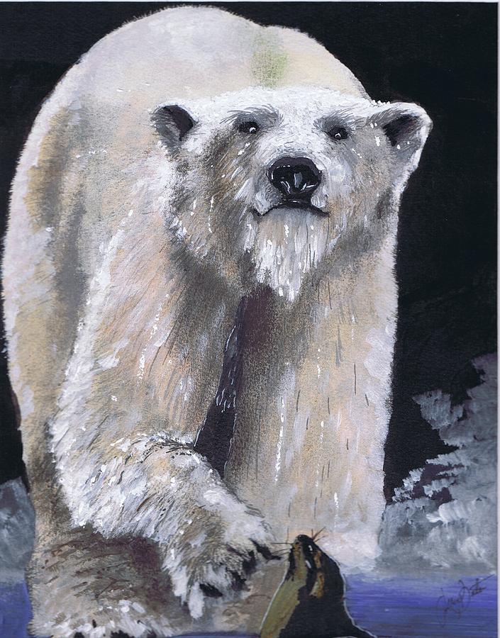 Polar Bear Painting - Hungry Hunter by Jerry Bates