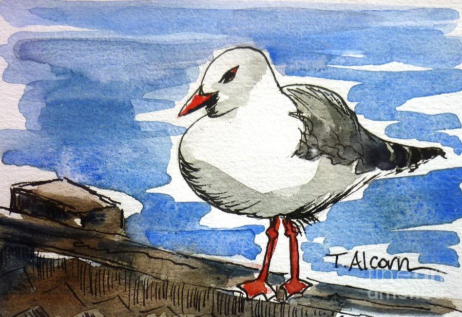 Hungry Seagull - original Sold Painting by Therese Alcorn
