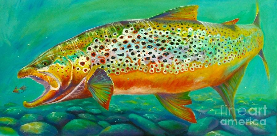 Salmon Painting - Hungry Spots by Yusniel Santos