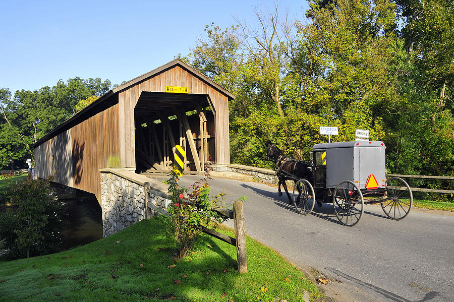 Hunseckers Mill Covered Bridge Photograph by Dan Myers